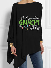Christmas Grinch Feeling Extra Grinchy Today Lights Print Irregular Top