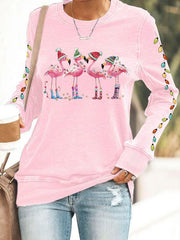 Lovely Christmas Flamingo Art Print Casual Sweatshirt