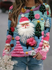 Pink Santa Print Sweatshirt