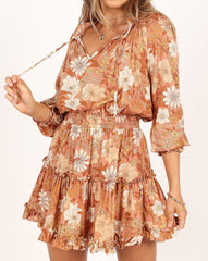 Floral Smocked Waist Ruffle Dress