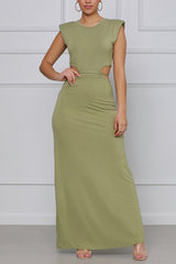 Cut Out Tie Back Sleeveless Maxi Dress