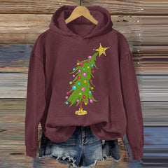 Christmas Tree Print Long Sleeve Casual Hoodie