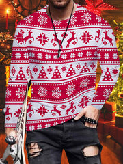 Christmas Print Crew Neck Long Sleeve T-Shirt