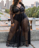 Plus Size Sheer Mesh Maxi Dress