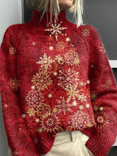 Christmas Tree Print Knit Turtleneck Pullover Sweater