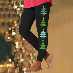 Christmas Tree Print Casual Casual Leggings