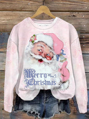 Tis The Season To Be Jolly Santa Claus Print Christmas Casual Sweatshirt