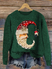 Women's Jewelry Moon Santa Print Casual Sweater