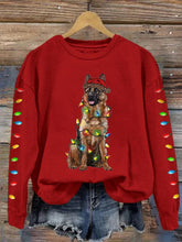 Christmas Dog Mom Print Casual Drop Shoulder Long Sleeve T-Shirt