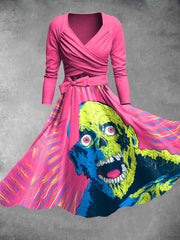 Women's Vintage More Brains Halloween Print Two-Piece Dress