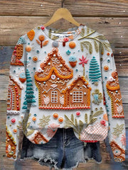 Christmas Gingerbread House Print Sweatshirt