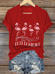 Candy Cane Flamingoes Fa La La Mingo Flamingo Christmas Print T-Shirt