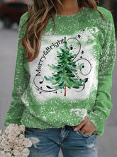 Merry And Bright Christmas Tree🎄 Bleach Print Casual Sweatshirt
