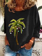 Christmas Palm Tree Print Casual Sweatshirt