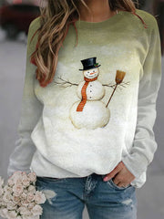 Christmas Snowman Print Sweatshirt