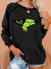 EW People Christmas Print Casual Crewneck Sweatshirt