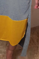 Colorblock Patched Detail Split Hem Tee Dress