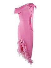 A Sleek Feather Midi Dress