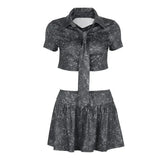 Academic Pleated Mini Skirt Set