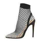 Fishnet Pointed Toe Heels