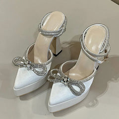 Butterfly-knot Crystal Pointed Toe Heels