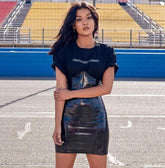 Black Faux Leather High Waisted Mini Skirt