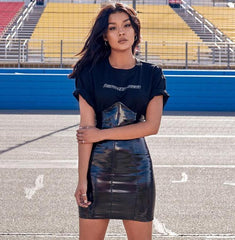 Black Faux Leather High Waisted Mini Skirt