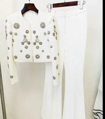 Cassidy Rhinestone Jacket & Flare Pants Set
