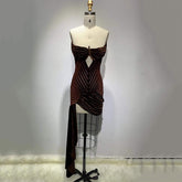 Celeb Asymmetrical Bodycon Draped Velvet Dress