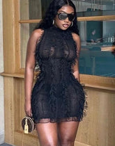 Celia Knit Ruffle Mini Dress