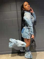 City View Denim Dress Socks Set