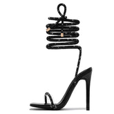 Crystal Ankle Cross Strap Heels