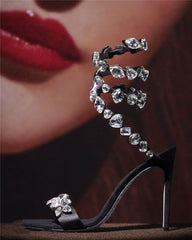 Crystal Ankle Wrap High Heels