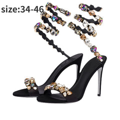 Crystal Ankle Wrap High Heels