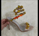 Crystal Ankle Wrap High Heels