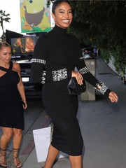 Crystal Luxury Bandage Midi Dress