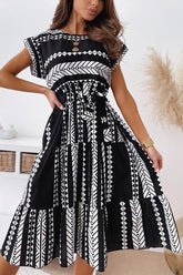 Print Belted Dress