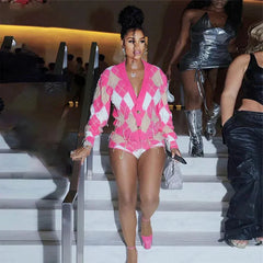 Elysia Knit Plaid Set