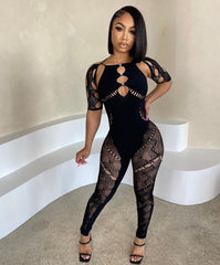 Embellished Mesh Jumpsuit