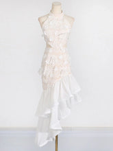 Embroidered 3D Flower Asymmetrical Dress