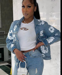Floral Print Denim Jackets