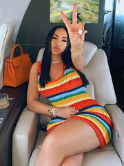 On A Flight To Paradise Crochet Mini Dress