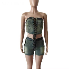 On To Better Things Denim Two Piece Set