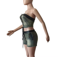 On To Better Things Denim Two Piece Set