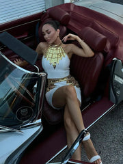 Golden Mini Skirt Set