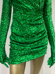 Green Sequins Mini Dress