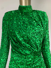 Green Sequins Mini Dress