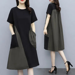 Stitching women's dress mid-length