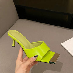 Silver Tip Kitten Mule Heels