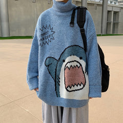 Men Winter Turtleneck Shark Sweater Cozy and Stylish Pullover
